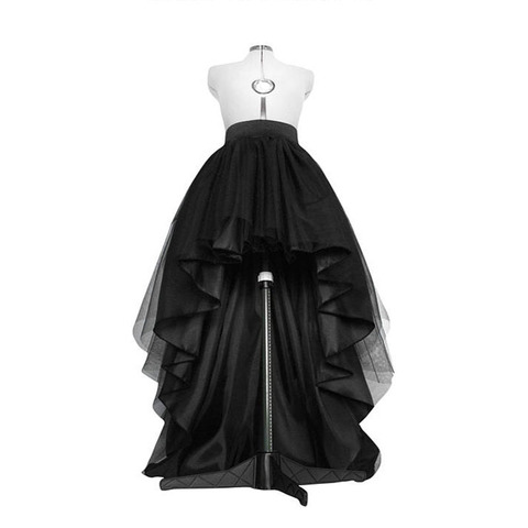 High Low Black Tulle Skirt Asymmetrial Hem Tutu Layered Wedding Bridal Gown High Waist Pleated Prom Skirt Gala Stylish Saia ► Photo 1/6