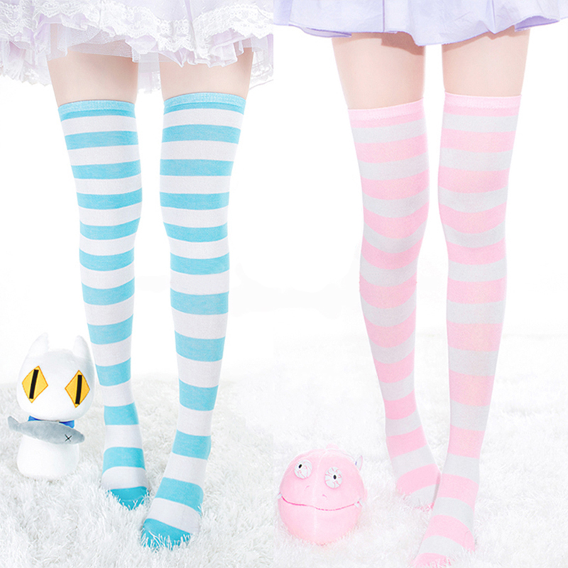 Womens Girls Long Stripe Socks Over Knee Thigh Socks Striped Stockings 1 Pair