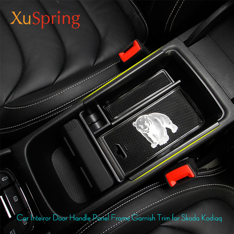 For Skoda Kodiaq 2017 2022 Armrest Center Storage Box Container Glove Organizer Case Door Lock Cover ► Photo 1/5