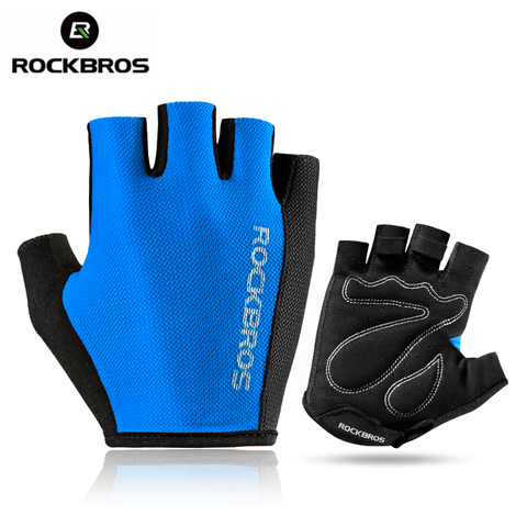 ROCKBROS Bike Bicycle Gloves Outdoor Sports Breathable Cycling Gloves Half Short Finger Sponge Pad Gloves MTB Unisex 5 Colors ► Photo 1/6