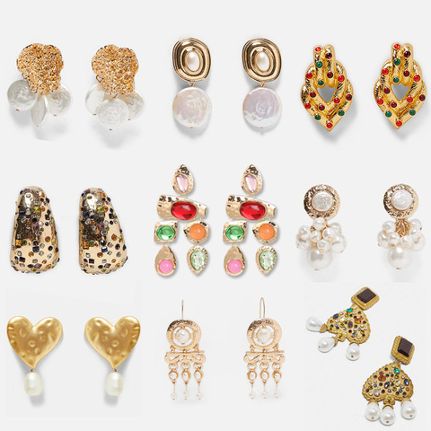 Wholesale JUJIA Fashion Gold za Pearl Drop Earring For Women Wedding Jewelry Boho Elegant Dangle Statement Earrings Bijoux ► Photo 1/6