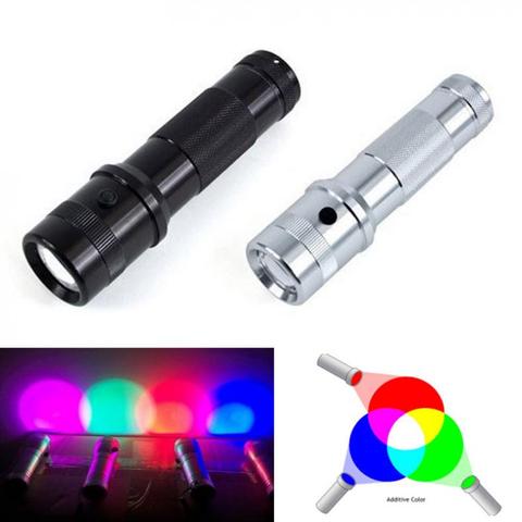 Colorshine Color Changing RGB LED Flashlight 3W Aluminium Alloy RGB Edison LED Multicolor LED Rainbow of 10 Color Torch ► Photo 1/6