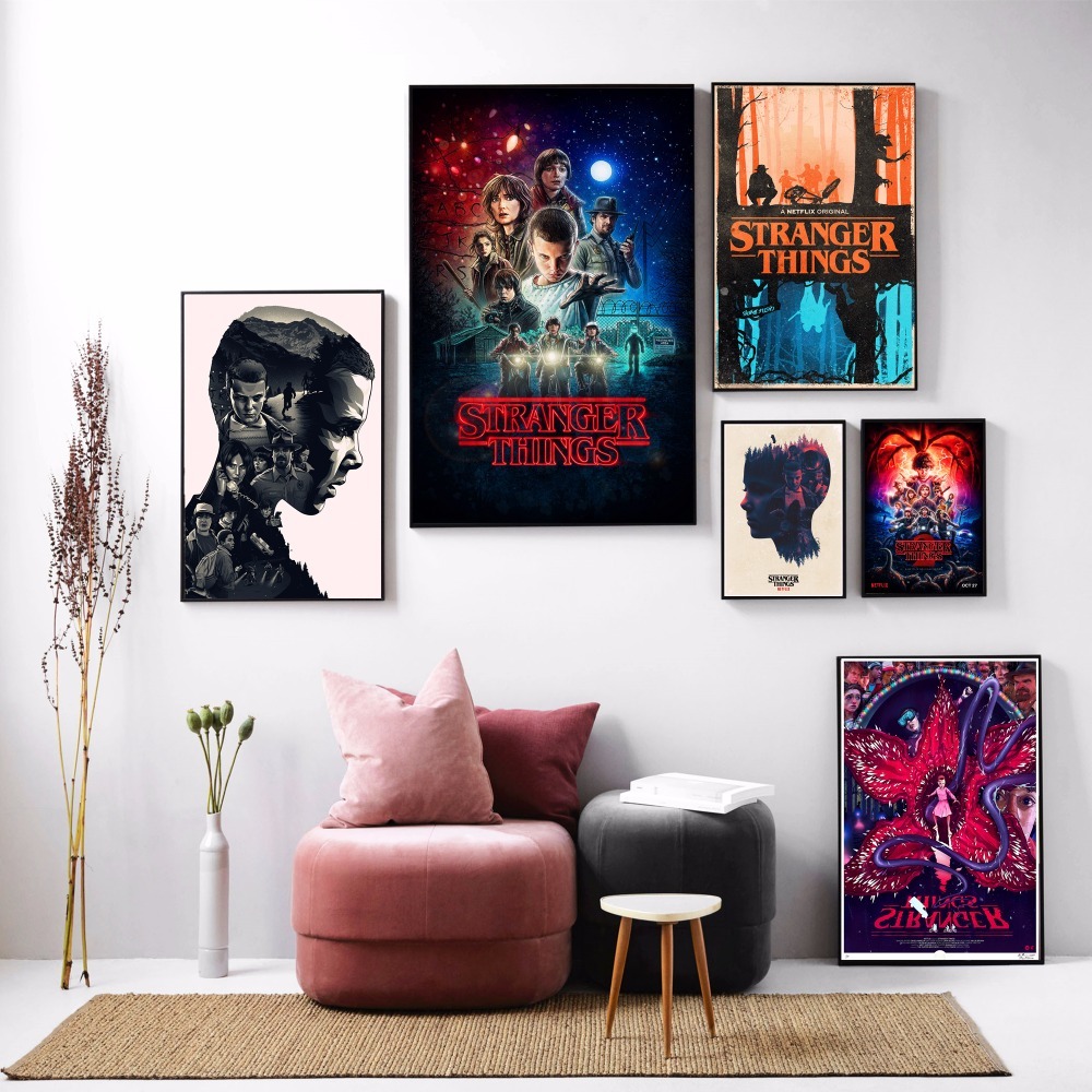 Zhaoyangeng 2 Piece Stranger Things Poster Vintage Abstract Canvas Wall Decoration Wall Paintings for Living Room Kids Bedroom Art 50X70 cm Unframed