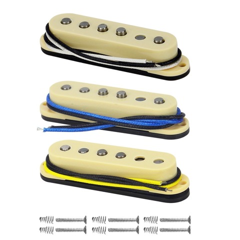 FLEOR Yellow Guitar Parts Vintage Alnico 5 Guitar Single Coil Pickup Staggered Pole 52mm for FD ► Photo 1/6