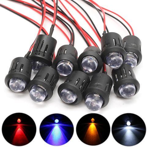 10 Pcs 12V 10mm Pre-Wired Constant LED Ultra Bright Water Clear Bulb Cable Prewired Led Lamp CLH@8 ► Photo 1/6