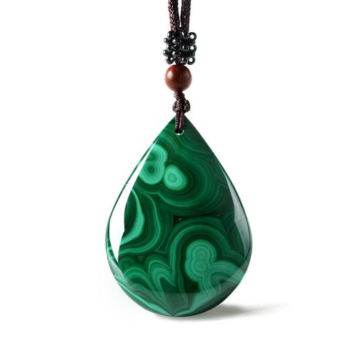 QIANXU Malachite Necklace Pendant  Water Drop Jade Pendant Jade Jewelry Fine Jewelry ► Photo 1/4