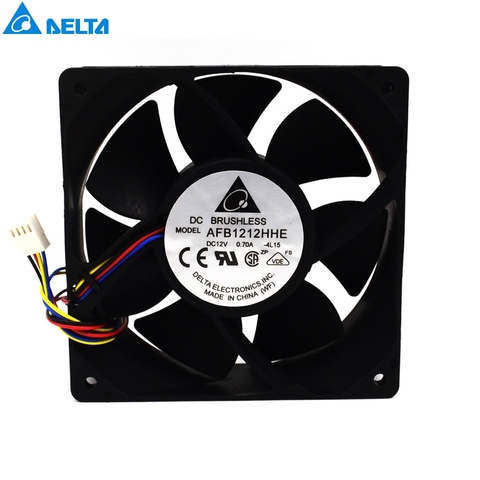 Delta AFB1212HHE 12038 4-wire PWM intelligent temperature control 12V 0.7A 120x120x38MM 120mm cooling fan ► Photo 1/4