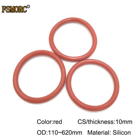 10mm Thickness Silicon Rubber O-ring Sealing OD 110mm~620mm Red Heat Resistance O Ring Seals Gaskets/Food Grade Seals no poison ► Photo 1/4