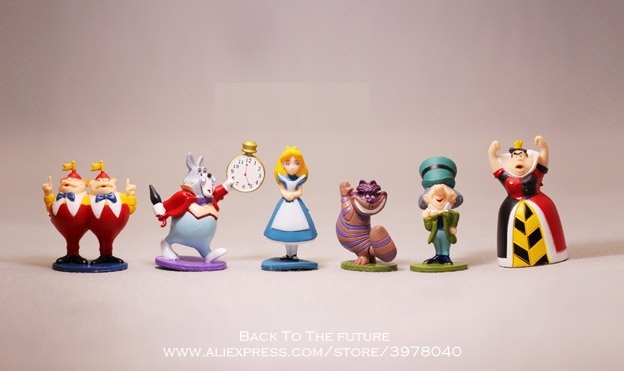 6Pcs Alice in wonderland  Rabbit Cheshire Hatter mini figures kids Xmas gift 