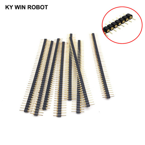 5pcs 40 Pin Connector Header Round Needle 1x40 Golden Pin Single Row Male 2.54mm Breakable Pin Connector Strip Free shipping ► Photo 1/6