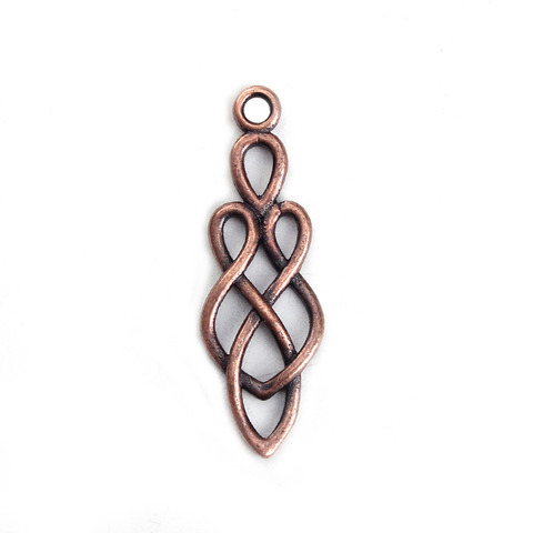 DoreenBeads Copper Antique Copper Celtic Knot Drop Pattern Pendants Fashion DIY Components 35mm(1 3/8