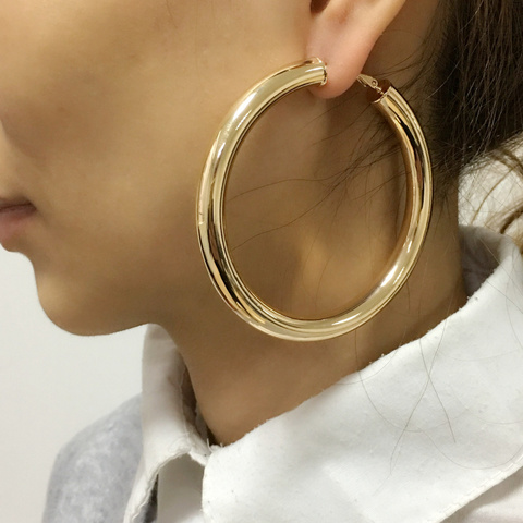 UKEN 2022 Punk Fashion 70mm Diameter Wide Big Hoop Earrings For Women Statement Earrings Brincos Jewelry Accessories ► Photo 1/6