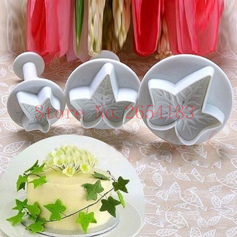 3PCS Maple Leaf Plastic Plunger Cutter Fondant Cake Mold Cupcake Cookie Pastry Chocolate Biscuit Decoration Baking Tool FQ2031 ► Photo 1/3