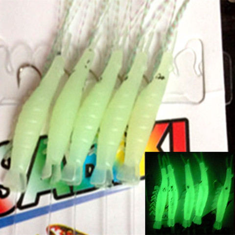 10bags New Sabiki Soft Fishing Lure Rigs Luminous Shrimp Bait Jigs Lure soft lure Worn Fake lure ► Photo 1/6