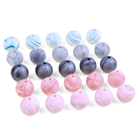 TYRY.HU 10pcs Silicone Beads 9/12/15mm Marble Baby Teething Beads DIY Craft Jewelry Necklace Pacifier Chain Bracelet BPA Free ► Photo 1/6