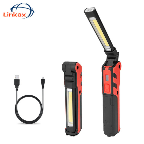 COB Flashlight Managetic Rechargeable LED COB Work Light for Car Repair USB Foldable Stepless dimming Torch Lamps ► Photo 1/6