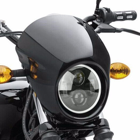 6.5/'/' Motorcycle Matte Black LED Headlight High Low Beam Cafe Racer For