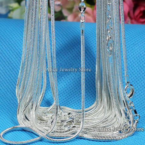 Wholesale 10pcs/lot 1mm Silver Plated Snake Chain Necklace 16