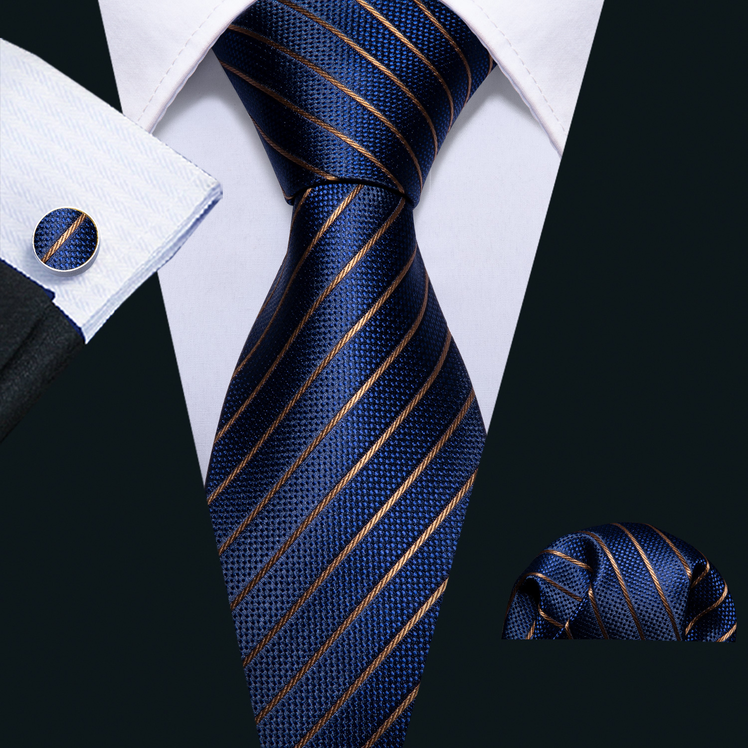 Olive Green Stripe 3.4'' 100% Silk Jacquard Classic Woven Man's Tie Necktie FS32 