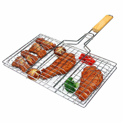 Foldable BBQ Grilling Basket Stainless Steel Nonstick Barbecue Grill Basket Tools Grill Mesh for Fish Steak Vegetable Holder ► Photo 1/4