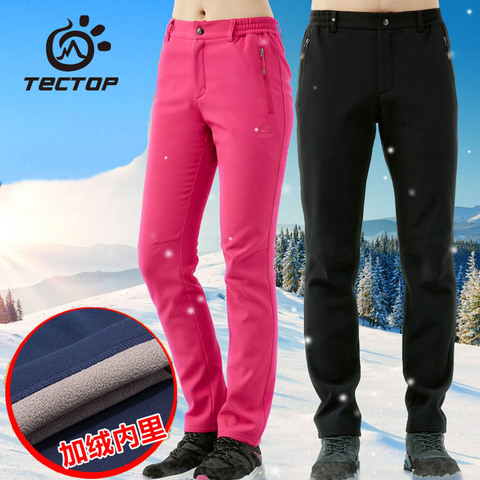 Tectop outdoor trousers male Women soft shell pants autumn and winter thermal outdoor hiking pants thick waterproof windproof ► Photo 1/6