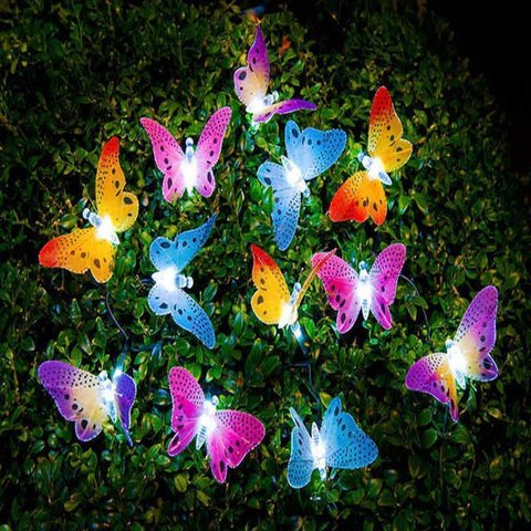 12/20 Led Solar Powered Butterfly Fiber Optic Fairy String Lights Waterproof Christmas Outdoor Garden Holiday Decoration Lights ► Photo 1/6