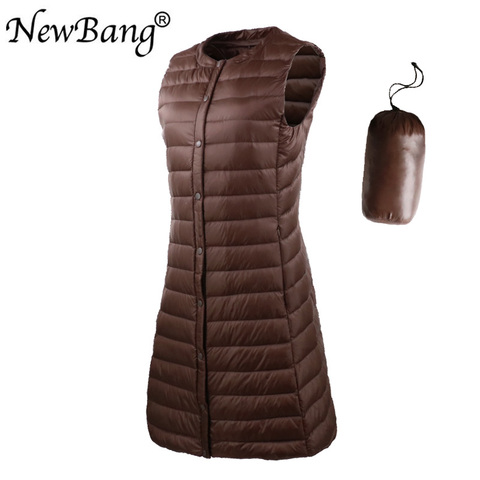 NewBang 3XL Ultra Light Down Women's Vest Sleeveless White Duck Down Vest Women Long Warm Vests Windproof ► Photo 1/6