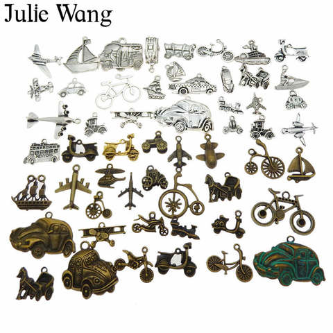 Julie Wang 20PCS Alloy Bus Car Ship Bike Plane Charms Randomly Mix Transportation Jewelry Making Pendant Findings Accessory ► Photo 1/5