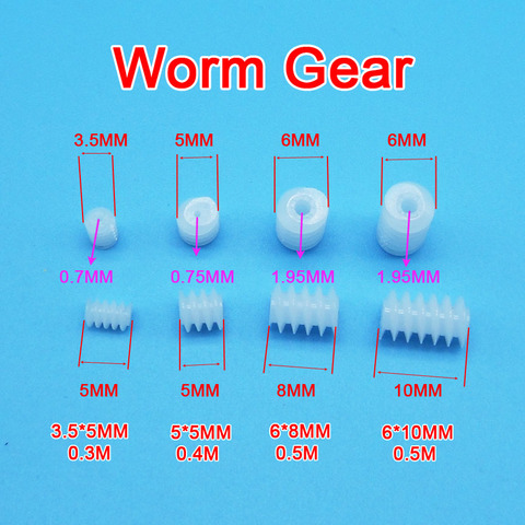 10PCS Sample Worm Gear 3.5*5mm 0.3M / 5x5mm 0.8A 0.4M / 6x8mm 6x10mm 0.5M 2A DIY Toy Models Transmission Helical Gears ► Photo 1/5