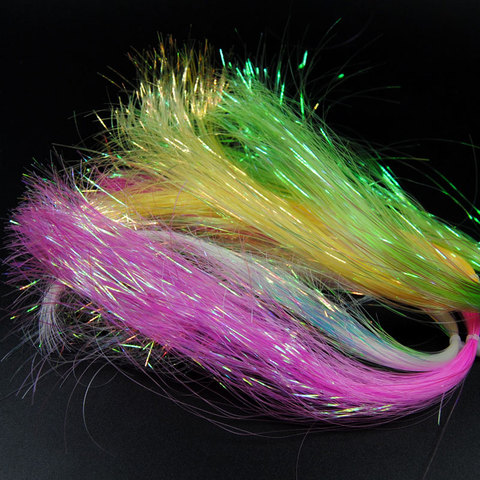 [8paks] Flat Disco Pearl Sparkle Flash Crystal Tinsel Fly Tying Material Saltwater Streamer Bait Fish Lure DIY Pink Yellow Green ► Photo 1/3