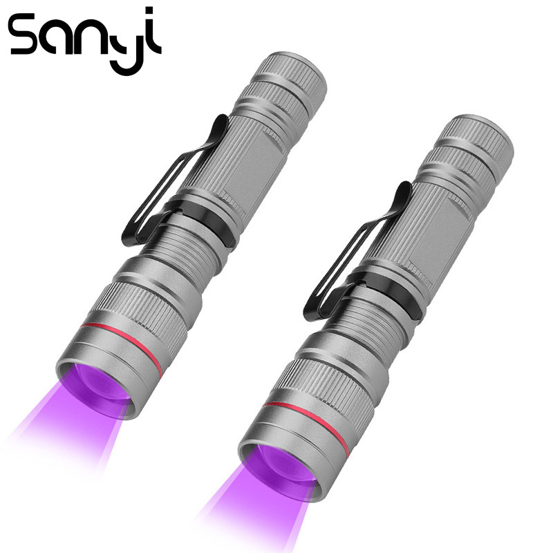 3-Mode Focus Adjustable Ultra Violet  Purple UV LED Light Flashlight Torch 395nm