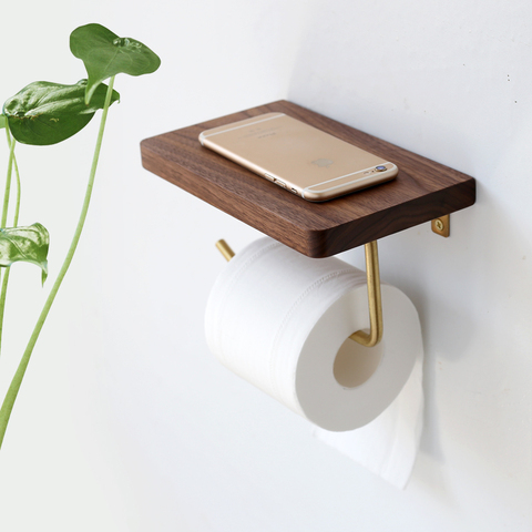 Nordic Luxury Paper Towel Rack Wooden Tissue Paper Storage Holder Toilet Roll Paper Holder Bathroom Organizer Tools Wall Decor ► Photo 1/6