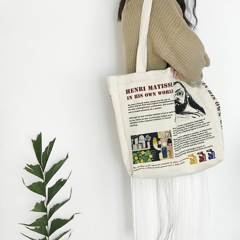 Women Canvas Shoulder Bag Henri Matisse Colourist Printing Shopping Bags Students' Book Bag Cotton Cloth Handbags Tote For Girls ► Photo 1/5