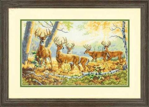 Top Quality Lovely Counted Cross Stitch Kit Summer's End Five Deer Forest Morning Sunrise dim 70-35320 35320 ► Photo 1/1