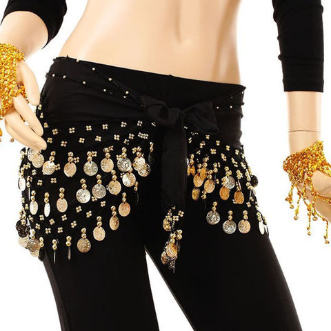 Fashion Chiffon Belly Dance India Dance Hip Scarf 3 Rows Coin Belt Skirt New dancing accessories ► Photo 1/6
