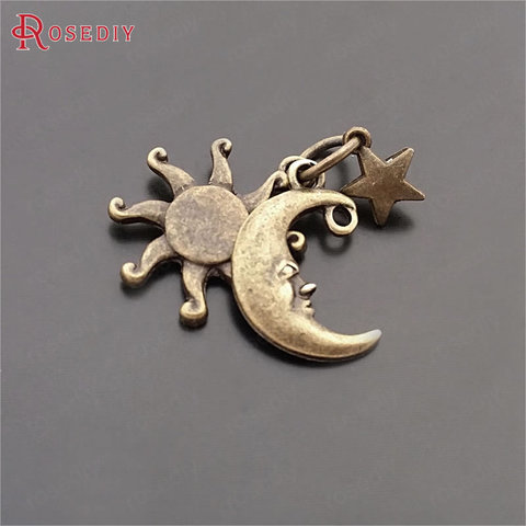 (29582)10 Sets Full Height 24MM Antique Bronze Zinc Alloy Sun Moon Star Set Charms Diy Jewelry Findings Accessories Wholesale ► Photo 1/2