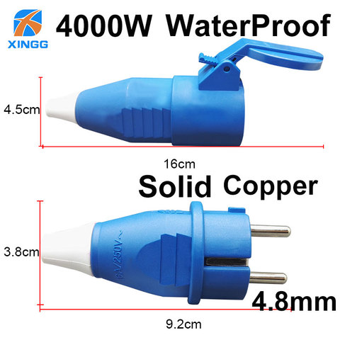 EU Russian Waterproof IP54 2 pin Male Female electronic Connector Schuko Rewireable Detachable Socket Adapter Extender Cord 16A ► Photo 1/6