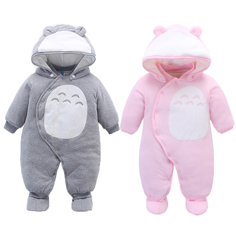 Newborn Baby Totoro Romper Japanese Anime Infant Cotton Boy Girl Hooded One-Piece Thick Clothes Winter Bebe Outfits ► Photo 1/6