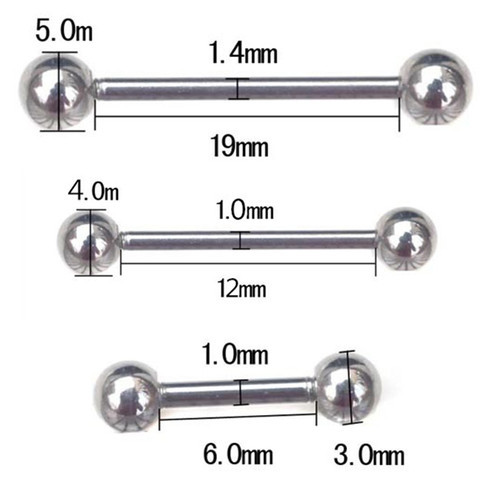 5 PC Steel Balls Industrial Scaffold Straight Barbell Ear Piercing Tongue Bar Surgical Steel Eyebrow Tragus Nipple Ring ► Photo 1/6