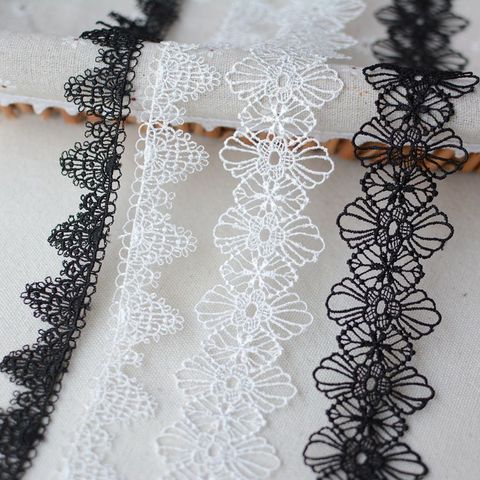 Best Selling 2022 Latest Lace Ribbon Trim Guipure Black White Lace Fabric Applique Wedding Dress Sewing Accessories dentelle L45 ► Photo 1/5