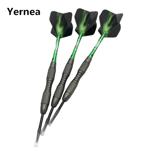 Yernea Professional Hard Darts 3Pcs High Quality 20g Steel Tip Darts Tungsten Steel Barrel Green Aluminum Dart Shafts Flights ► Photo 1/6