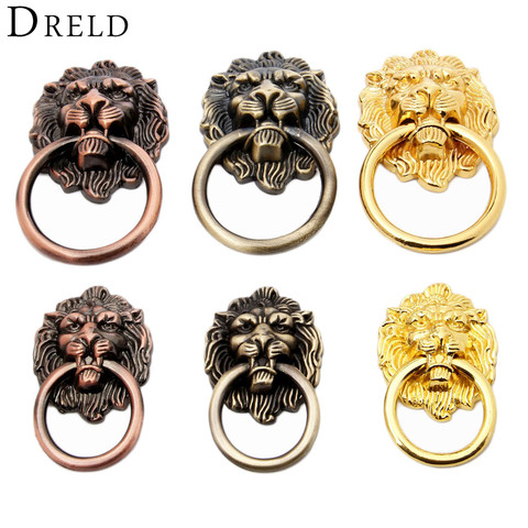 DRELD Antique Furniture Handles Vintage Lion Head Cabinet Knobs and Handles Furniture Door Cabinet Drawer Pull Handle Knob Ring ► Photo 1/6