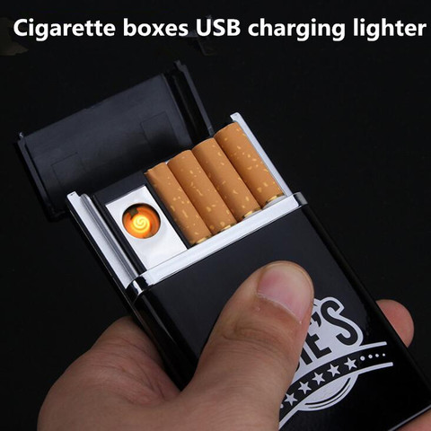 New Creative Portable cigarette boxes case electric lighter USB Windproof flameless charging Cigarette Electronic lighter No gas ► Photo 1/6