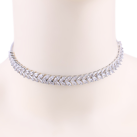 New Arrival WEIMANJINGDIAN Brand Marquise Leaf Cubic Zirconia Zircon CZ Shinning Tennis Choker Necklaces for Women Jewelry ► Photo 1/6