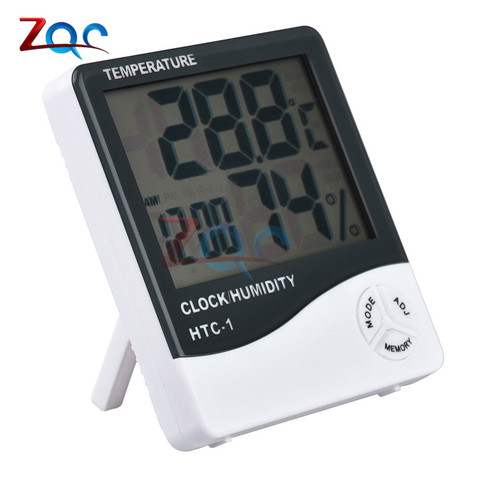 for HTC-1 Indoor Room LCD Electronic Temperature Humidity Meter Digital Thermometer Hygrometer Weather Station Alarm Clock ► Photo 1/6
