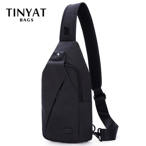 TINYAT Sling bag For 7.9 pad Black Casual Functional Men Chest Bag Pack dual earphone jack Men Shoulder Messenger Bags Pack Bag ► Photo 1/6