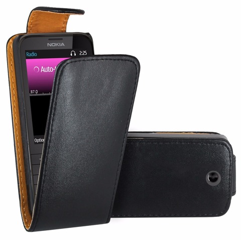 Black Flip Premium Leather Skin Bag Case Cover For Nokia 225 / Nokia 225 Dual Sim ► Photo 1/1