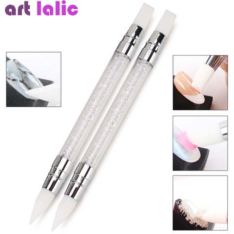 1 Pc Dual-ended Nail Art Silicone Sculpture Pen 3D Carving DIY Glitter Powder Liquid Manicure Dotting Brush Nail Tips Tool ► Photo 1/4