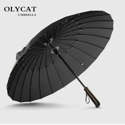 Hot Sale Brand Rain Umbrella Men Quality 24K Strong Windproof Glassfiber Frame Wooden Long Handle Umbrella Women's Parapluie ► Photo 1/6