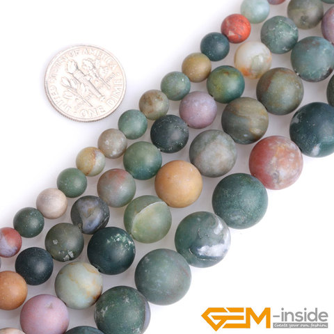 Natural Indian Agates Round Bead For Jewelry Making Strand 15